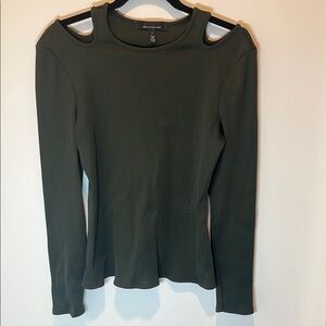 WHBM - Women's Green Cut-Out Shoulder Top